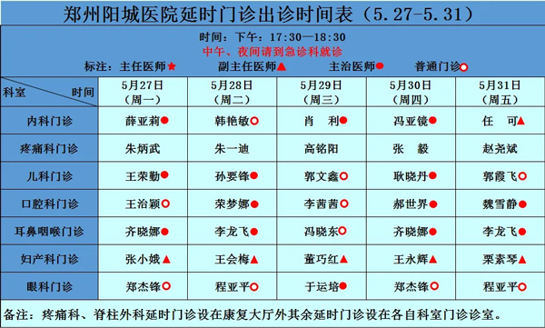 本院专家坐诊信息